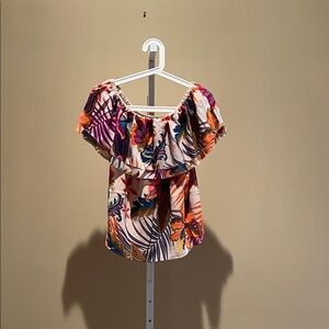 Trina Turk Vibrant Floral Off-Shoulder Blouse